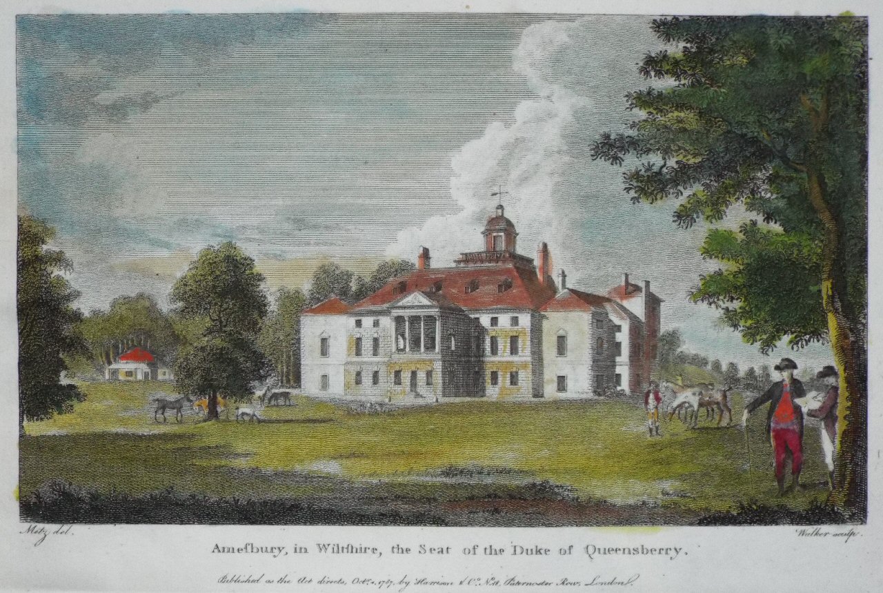 Print - Amesbury, in Wiltshire, the Seat of the Duke of Queensberry. - 